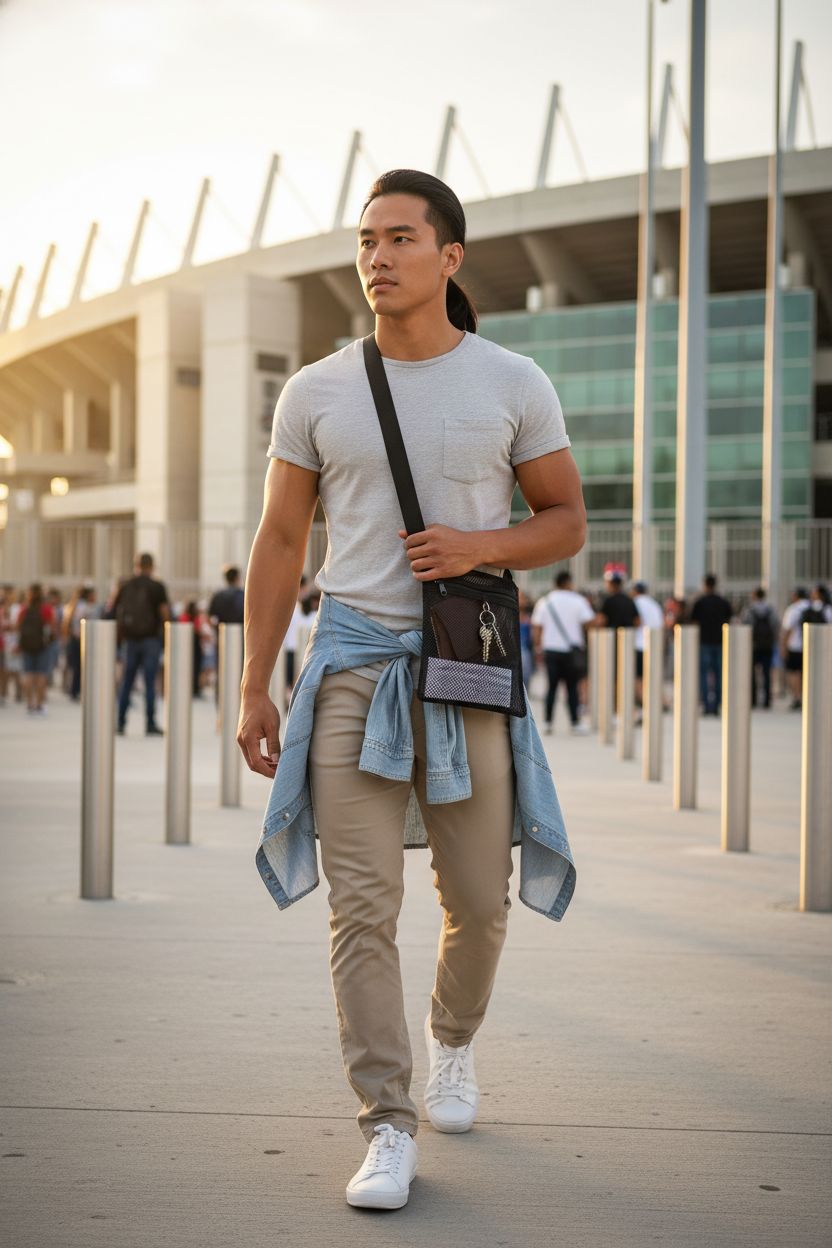 USPECLARE heavy duty semi-transparent mesh handbag with wallet visible for sports events