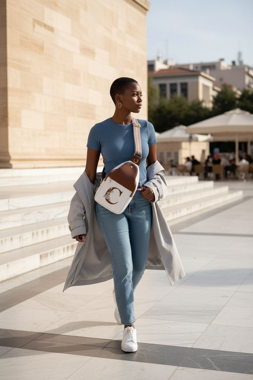 Stylish personalized crossbody bag by Lizznoe, perfect for casual outings and travel.