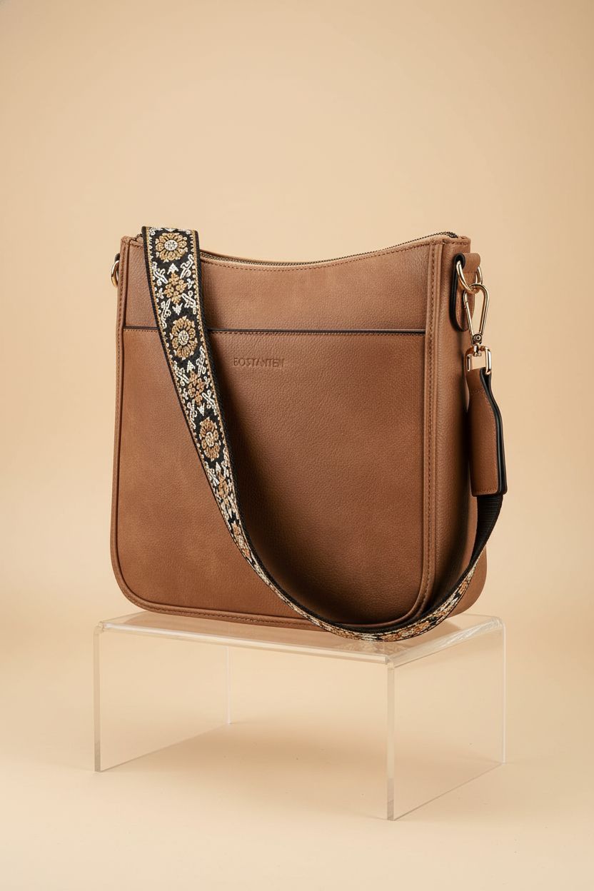 BOSTANTEN vegan leather hobo purse showcasing design details on display