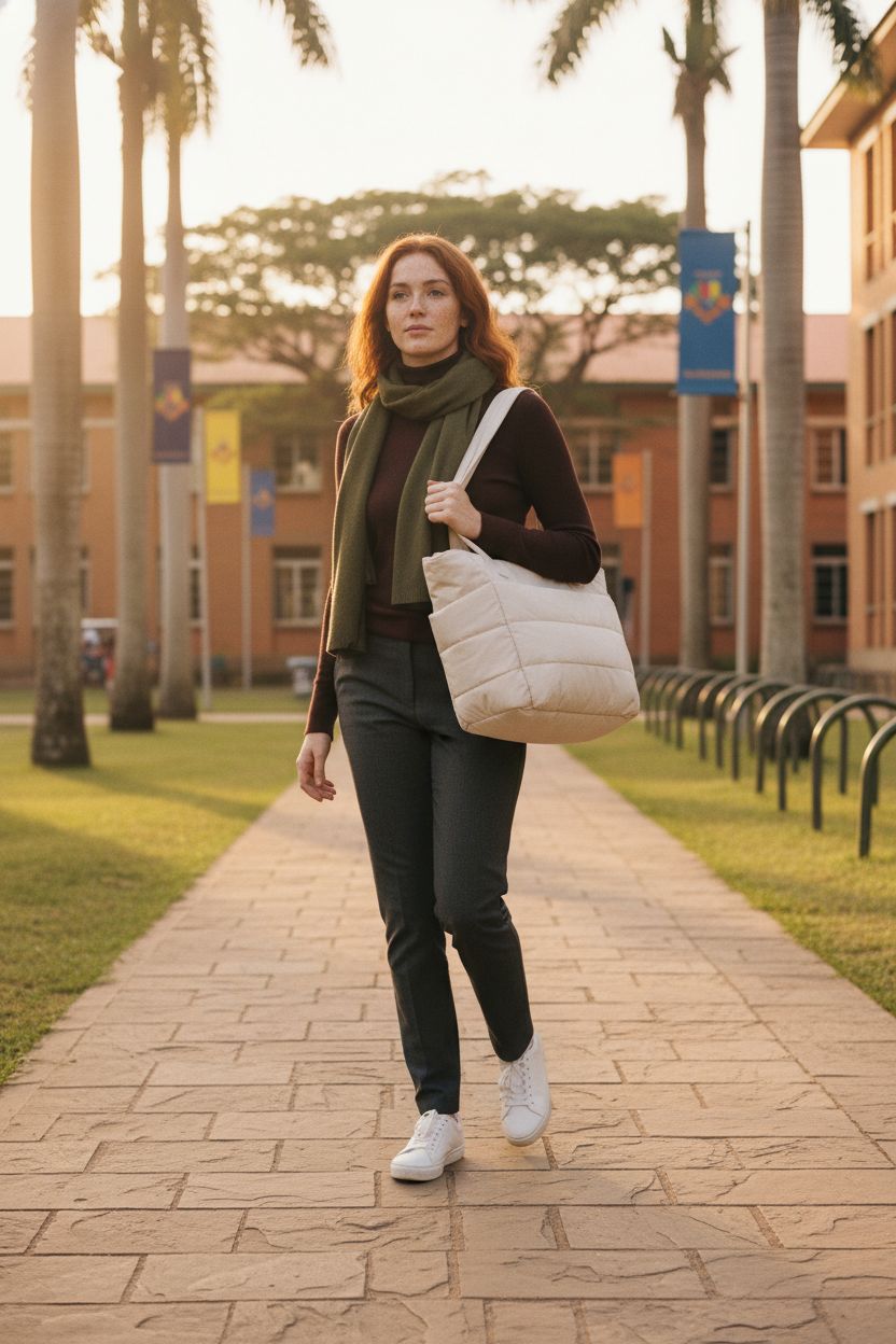 BAGSMART lightweight puffy tote bag carried on shoulder, ideal for college with books and laptop