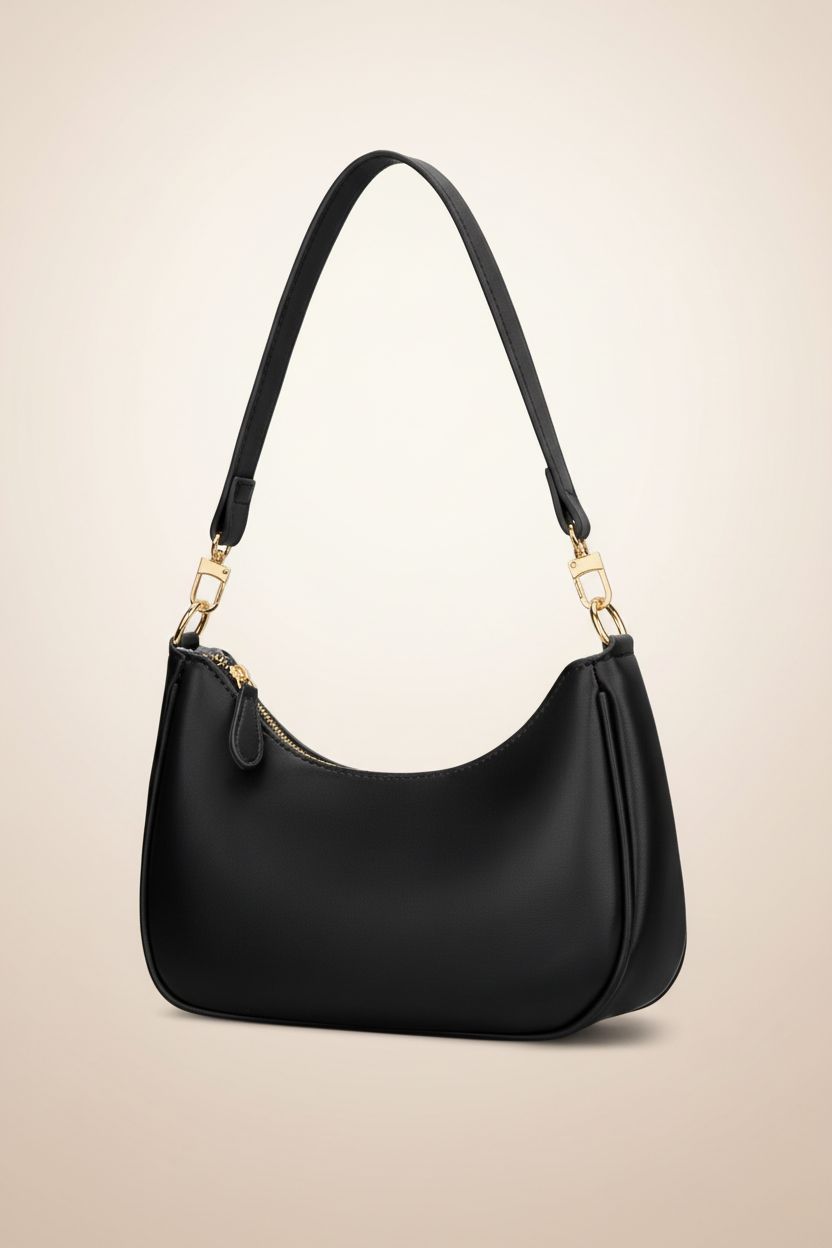 KKXIU black hobo bag displayed on a simple backdrop, highlighting its craftsmanship