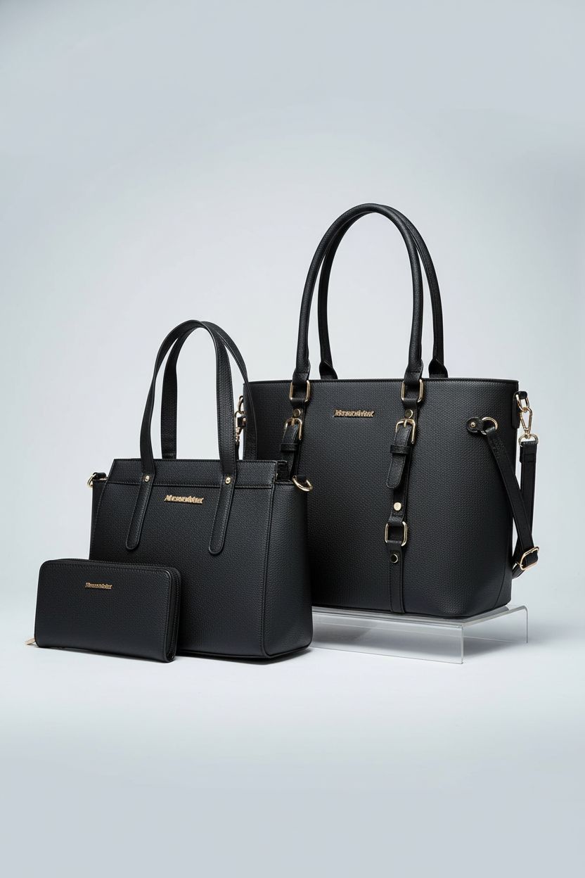 Montana West 3PCS purse set featuring a tote, medium handbag, and wallet, highlighting premium PU material and design.