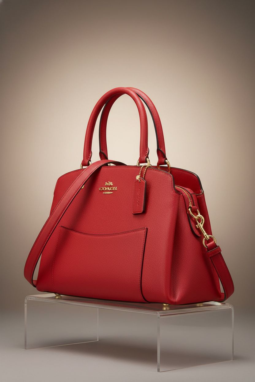Detailed view of the Coach Lillie Carryall, highlighting its luxurious design.