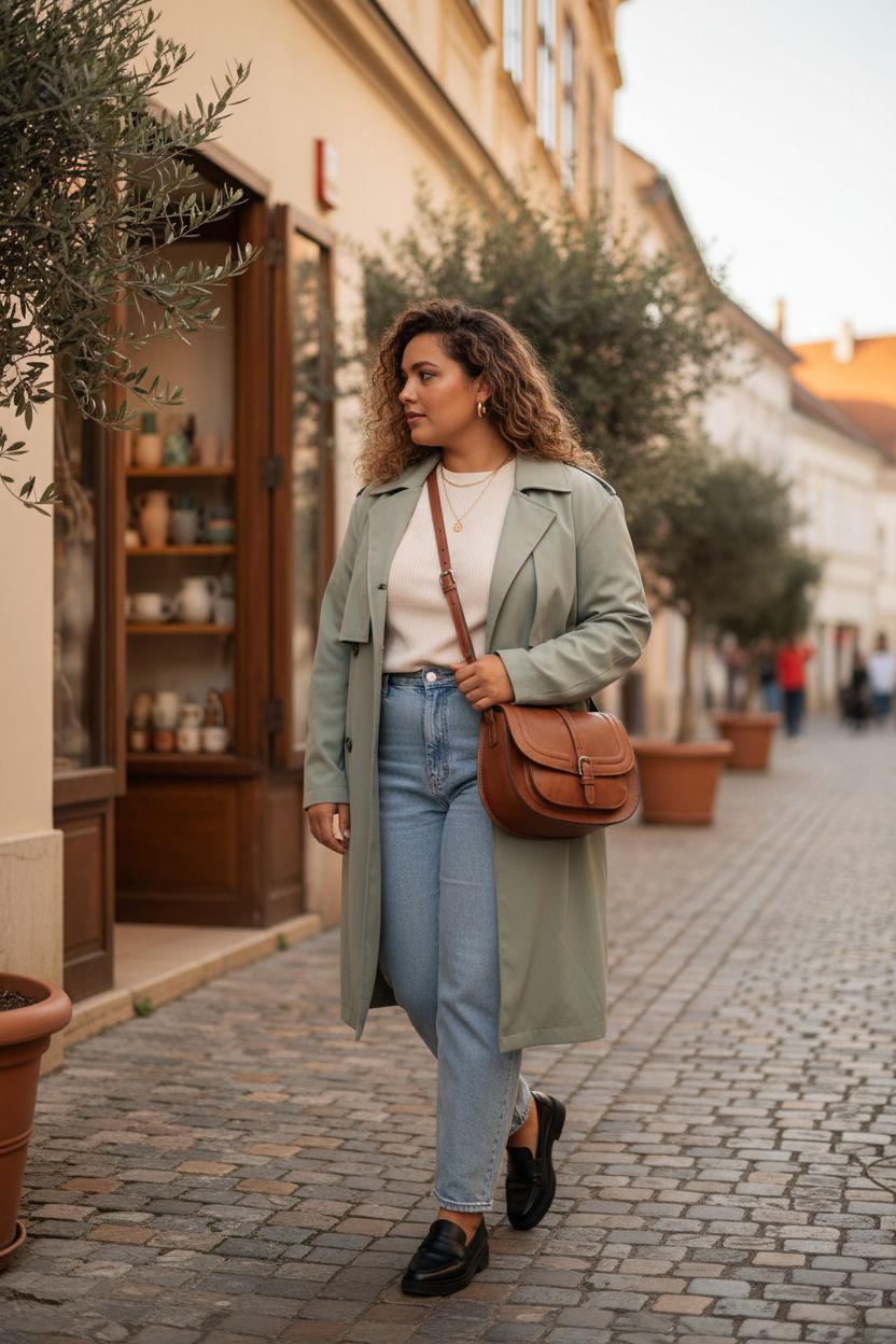 AFKOMST small saddle purse in warm brown, styled against warm stucco walls at golden hour