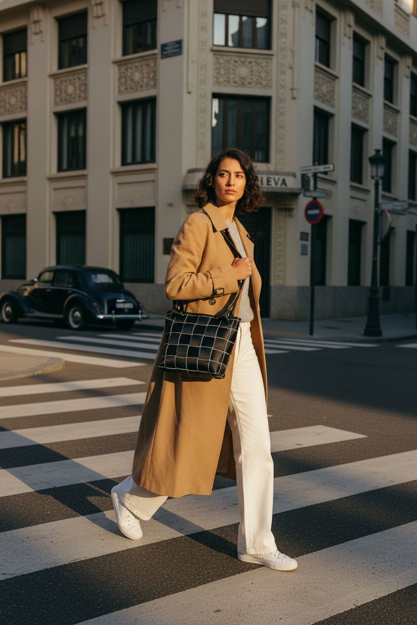 Black seatbelt handbag with white edges, featuring a sleek design perfect for daily commuting - Aunt Sandy's Sewing