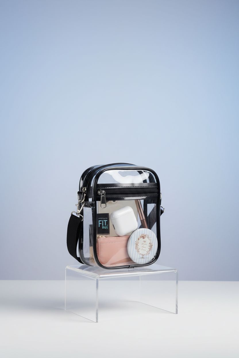 Fibrdoo clear crossbody purse bag showcasing durable design and spacious front pocket