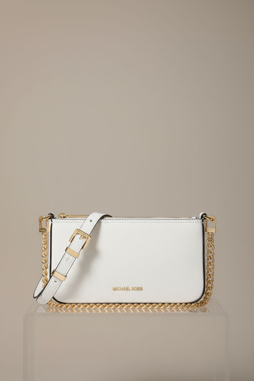 Michael Kors Bryant Small Convertible Crossbody Bag in optic white with detailed craftsmanship
