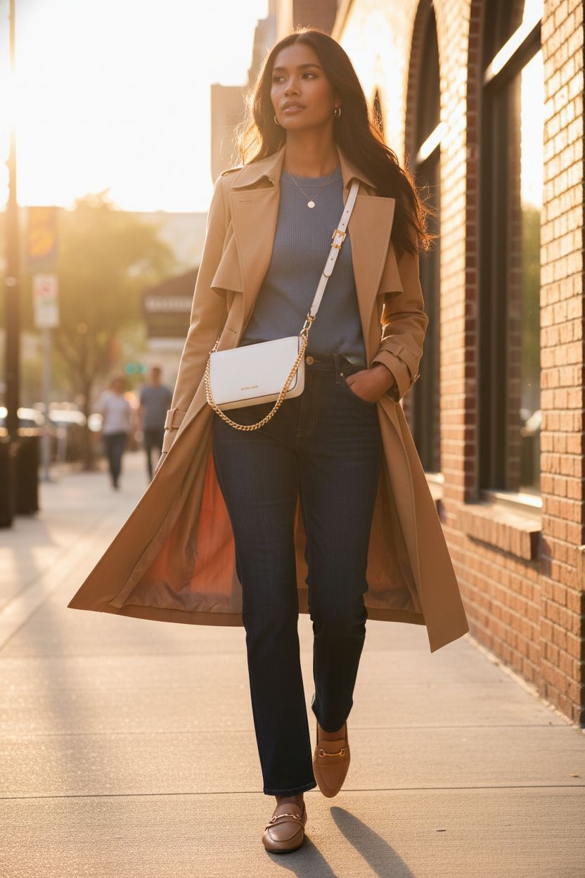 Michael Kors Bryant Small Convertible Crossbody Bag in optic white showcased in a city setting