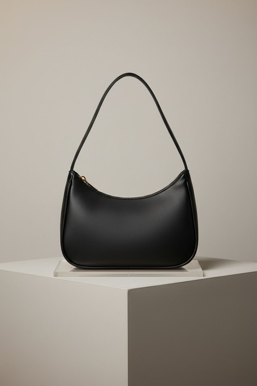 Close-up of CYHTWSDJ small black hobo bag, showcasing its high-quality materials and design.