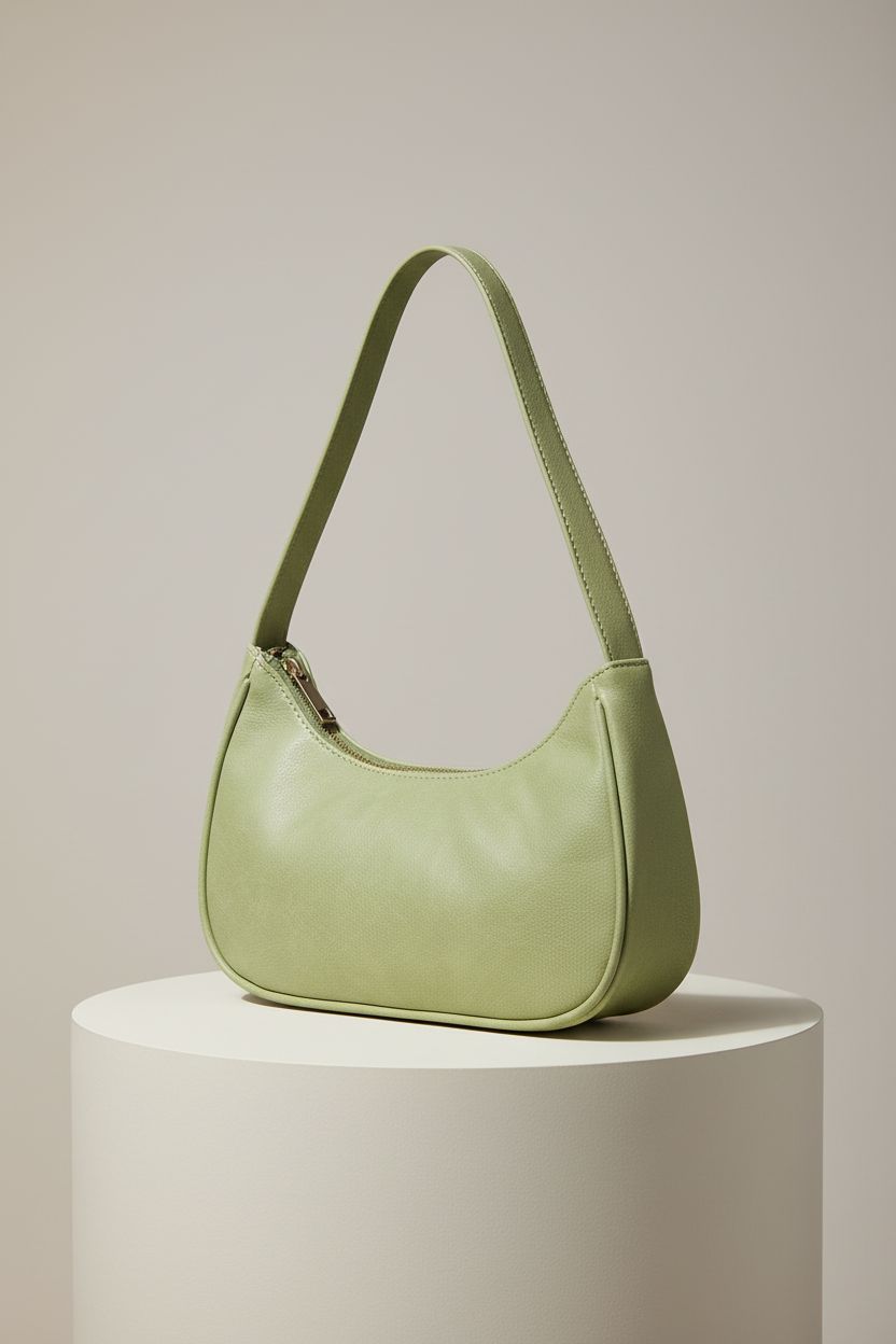Afashor light-green vegan leather hobo bag on a minimal display.
