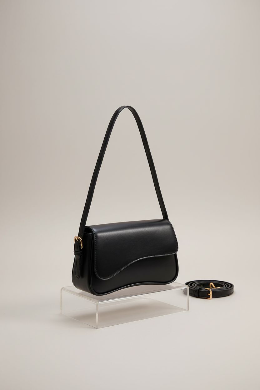 Close-up of Amszke Y2K trendy shoulder bag, highlighting its craftsmanship and stylish vegan leather material.