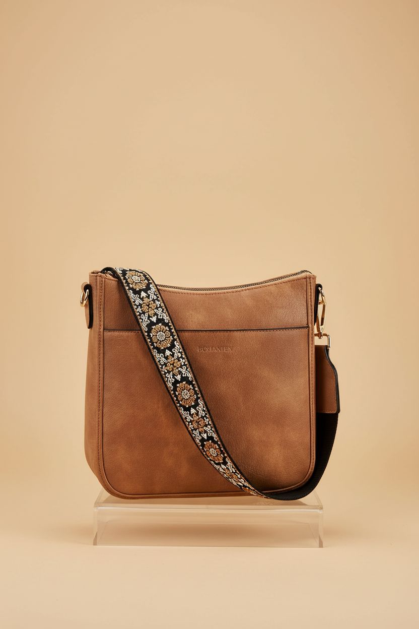 BOSTANTEN structured vegan leather handbag showcasing texture and gold hardware
