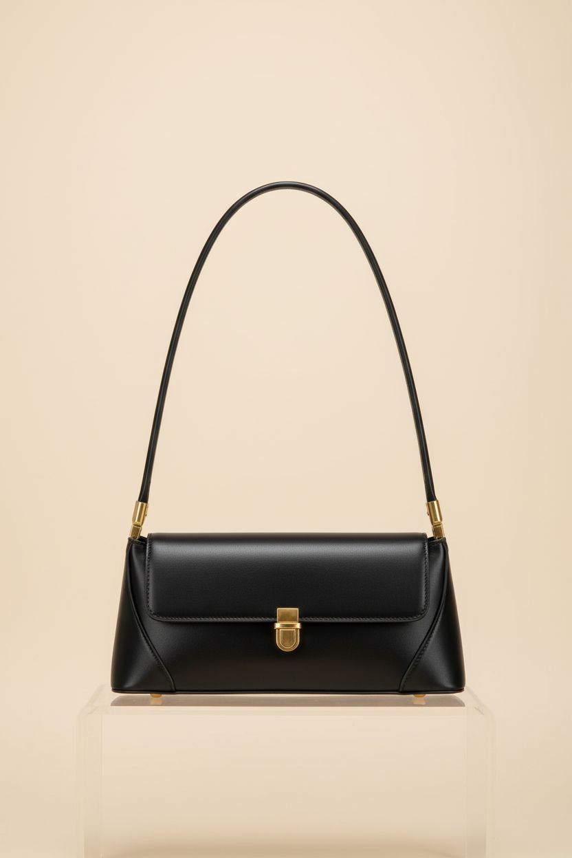 Close-up of WSRYDJDL vintage handbag in black, showcasing refined craftsmanship and design details.