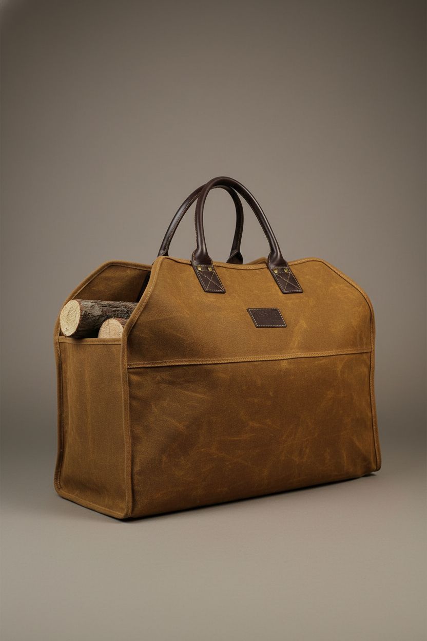 INNO STAGE waxed canvas tote showcasing detailed craftsmanship in studio light