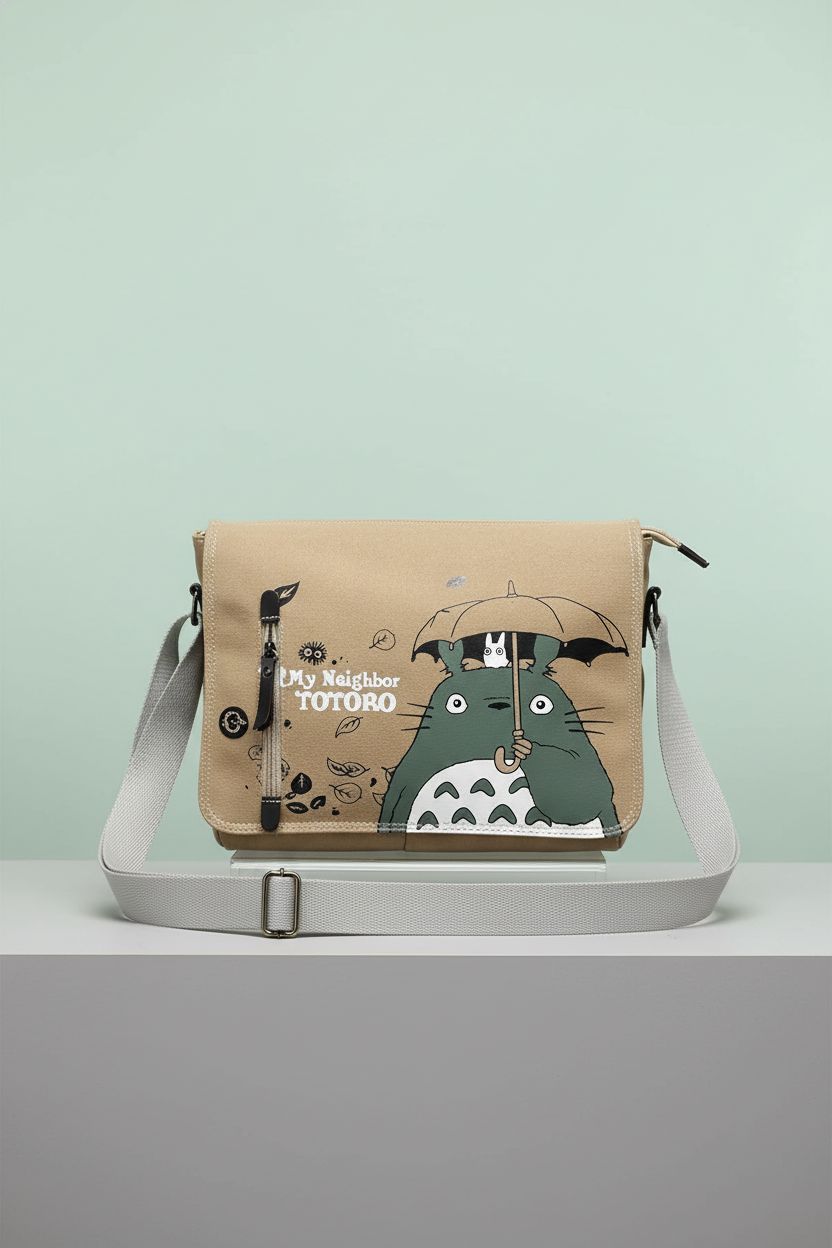 MiaoDuo anime crossbody bag featuring canvas grain and unique anime illustration, perfect for any outfit.