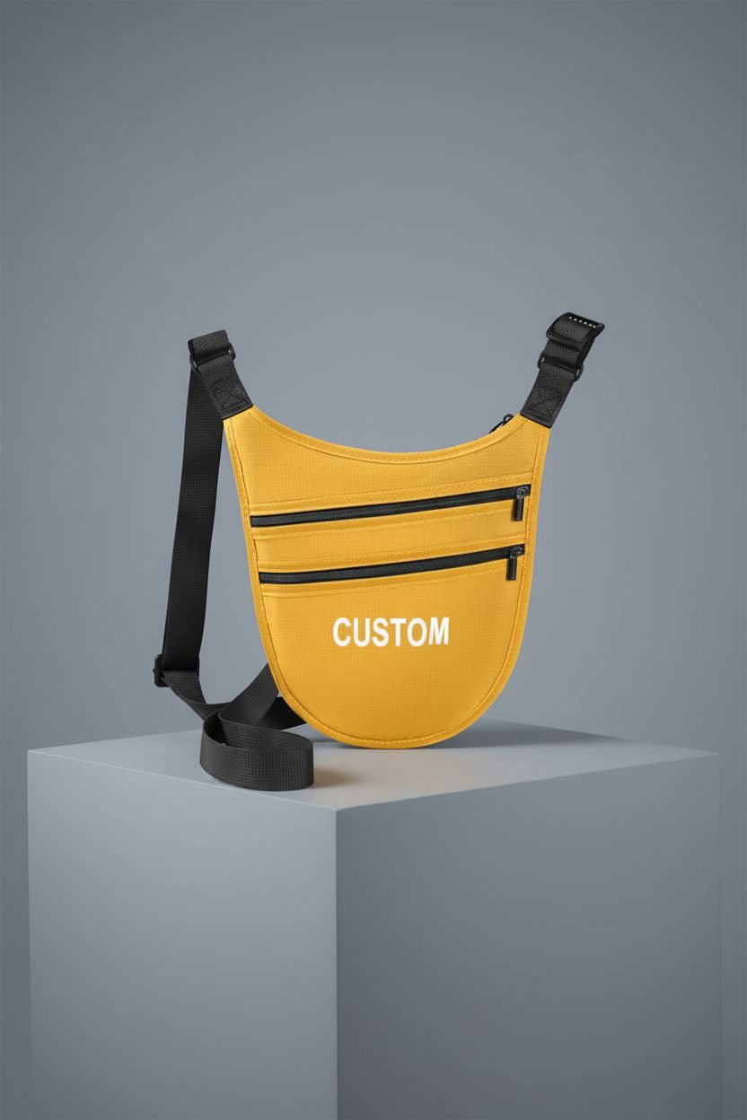 Product shot of Graceful Life's anti-theft crossbody bag highlighting materials and custom text