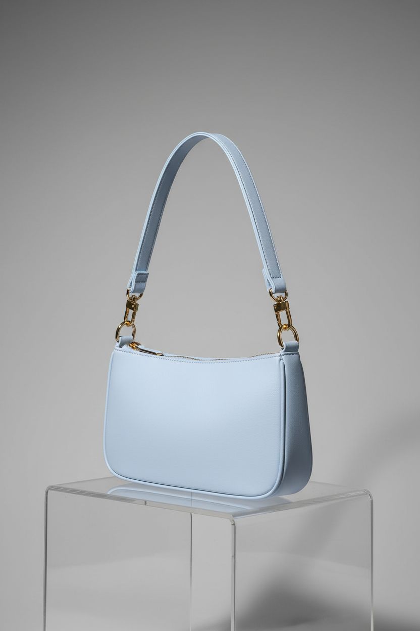 NIUEIMEE ZHOU pale blue hobo bag showcasing vegan leather and design