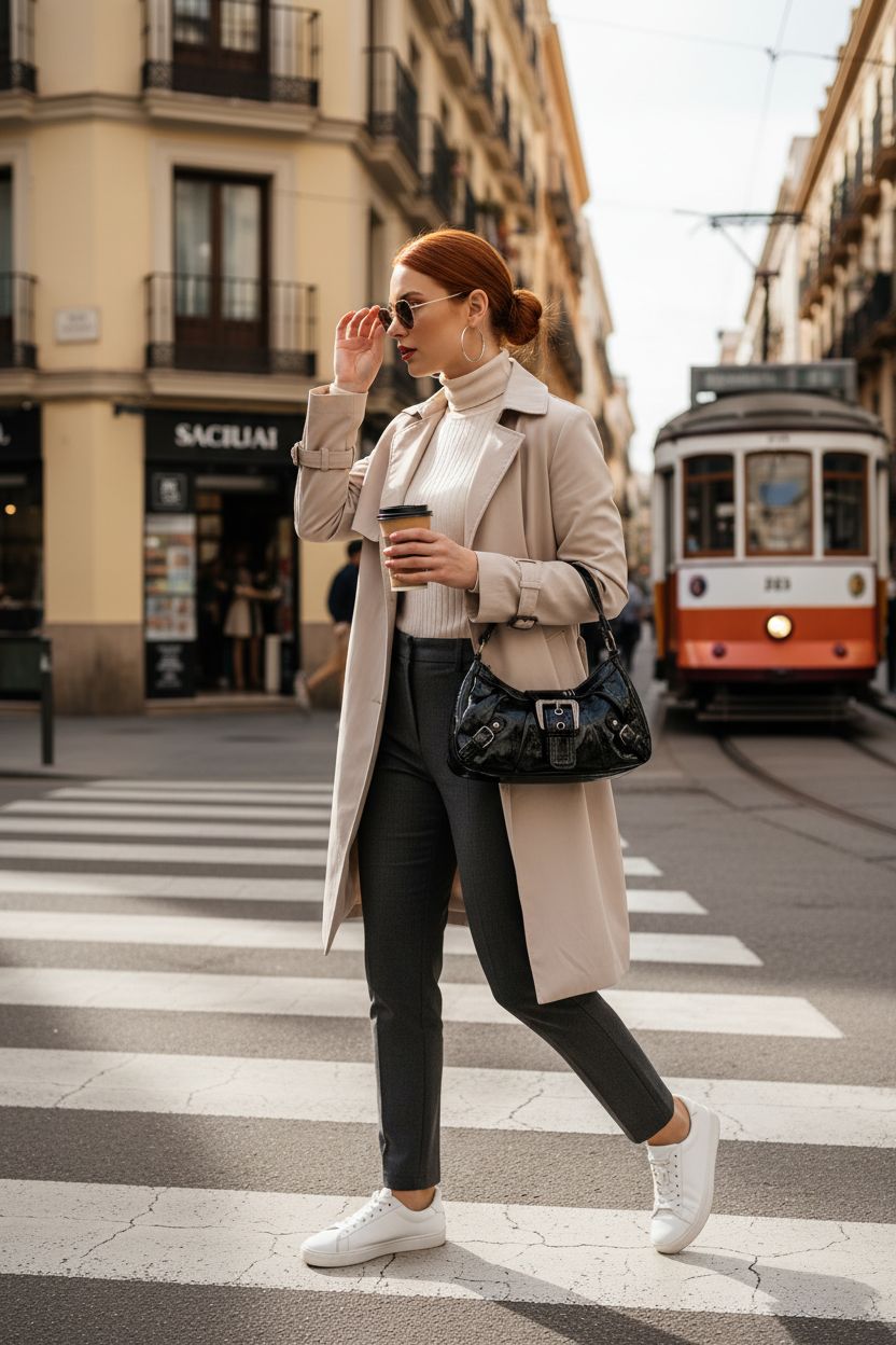 Black glossy buckle purse by WantGor with vintage style in urban setting.