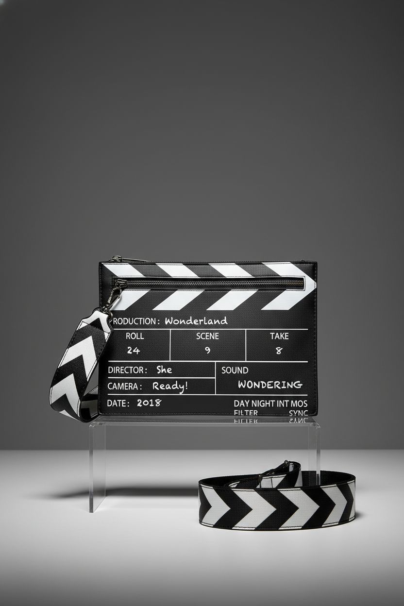 Close-up of ModaBay clapperboard bag showcasing its unique design and texture.