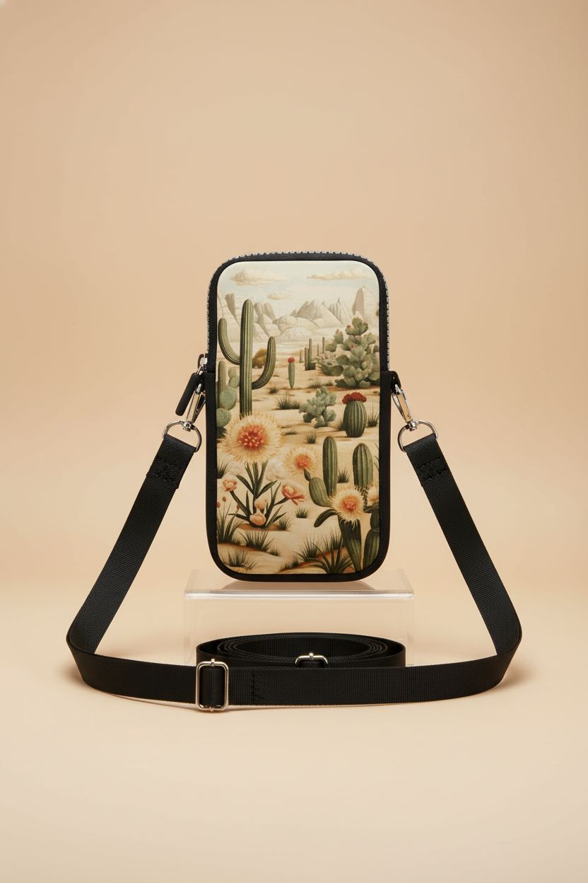 VTCTOASY cactus-print neoprene crossbody bag showcasing its design and craftsmanship