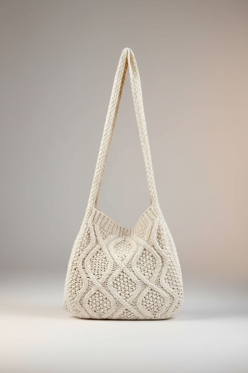 Product image of Verdusa crochet hobo bag showcasing detail and design against a soft backdrop.