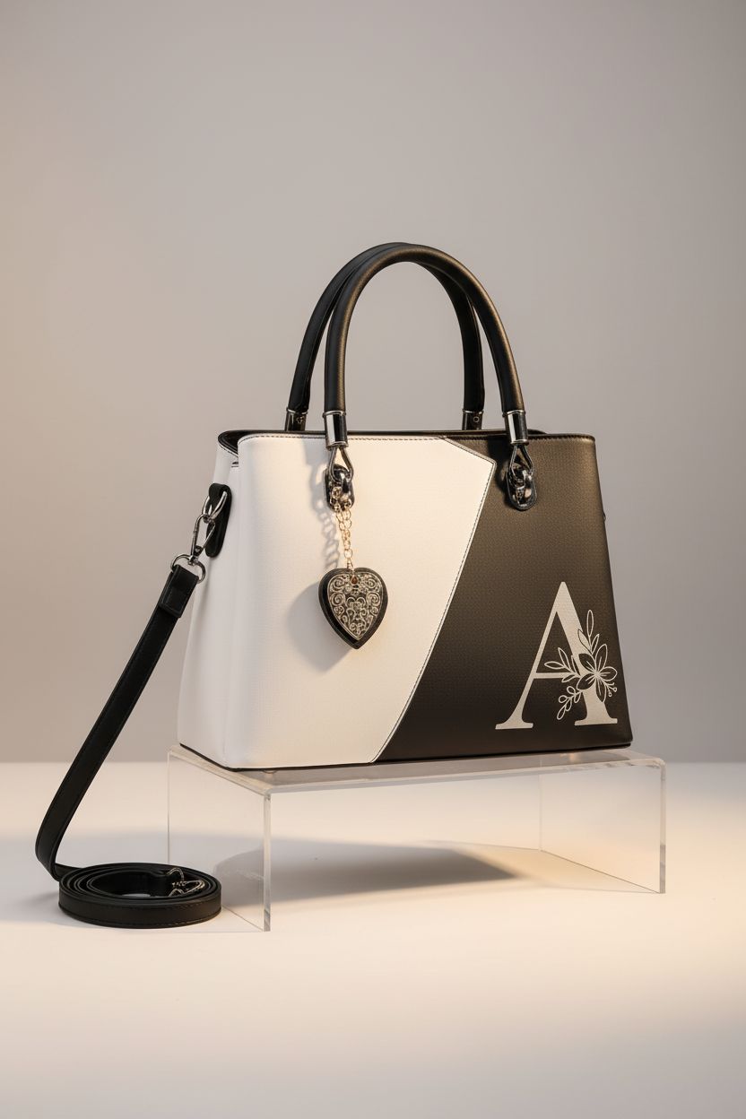 I IHAYNER black crossbody purse showcased on a minimal studio backdrop.