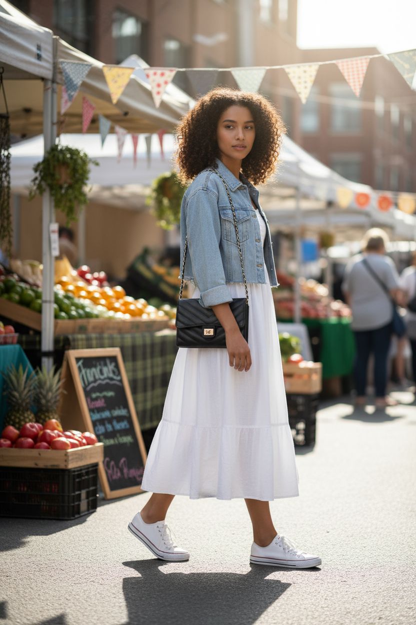 YAZEKOUS black quilted crossbody purse at a sunny market, ideal for hands-free convenience and casual style.