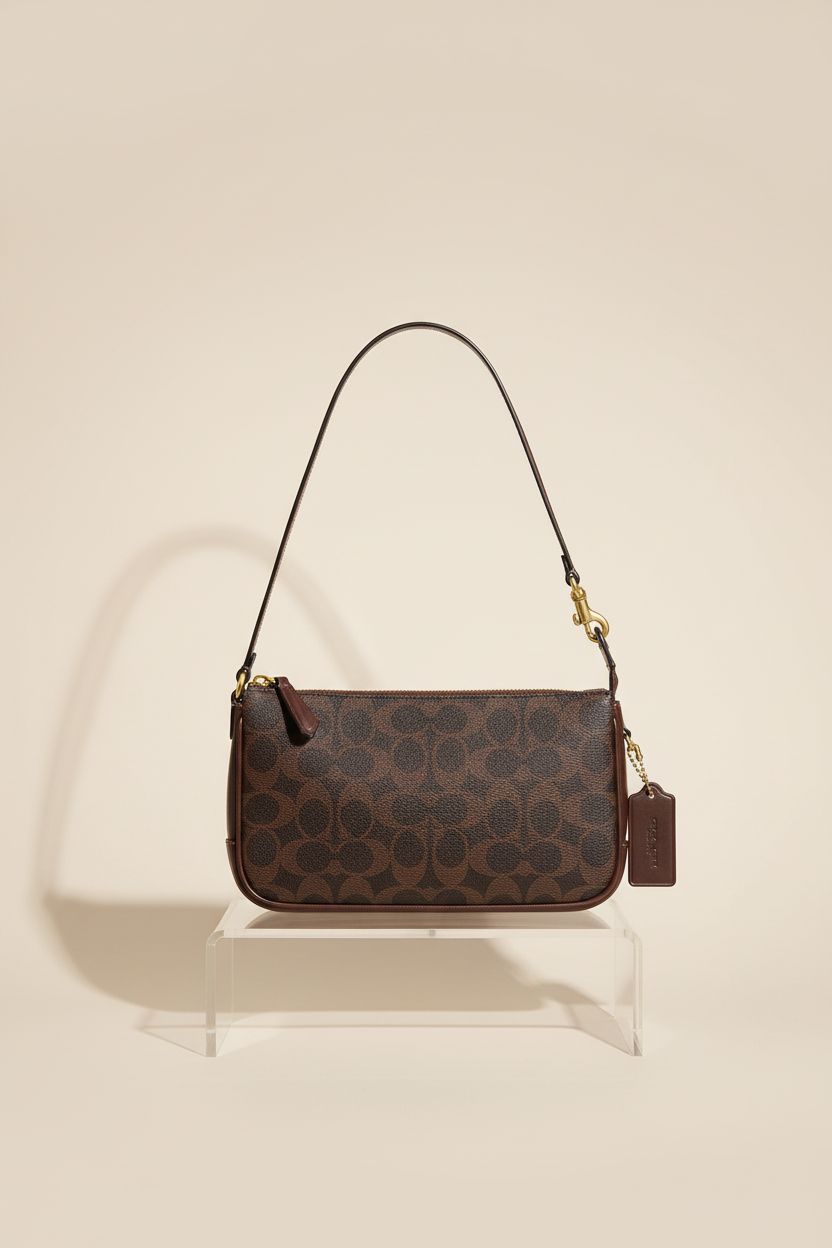 Close-up of the Coach Plaza Bag in Signature Canvas against a clean backdrop, highlighting its premium design.