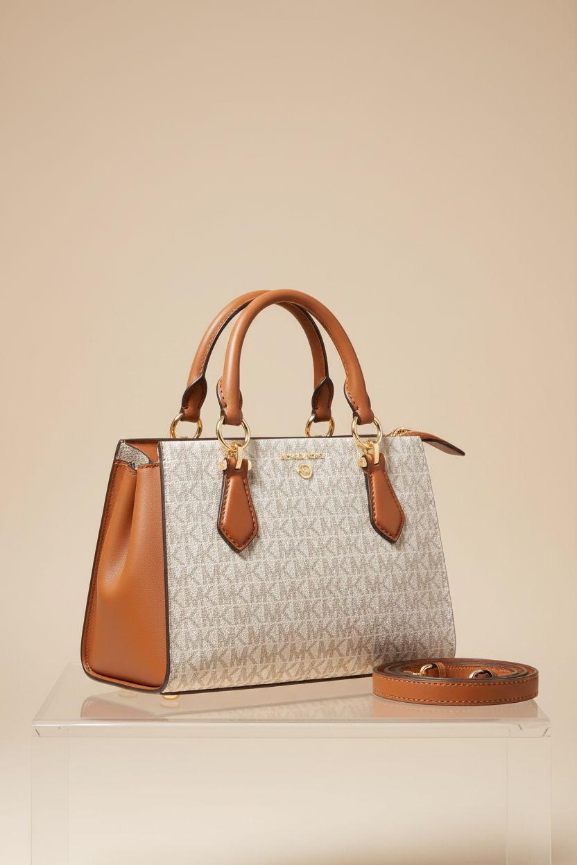 Michael Kors Marilyn Small Crossbody Bag showcasing its design and gold-tone hardware.