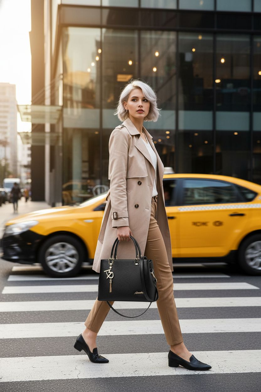 Chic ToLFE black designer satchel bag carried in an upscale setting, blending elegance and functionality.