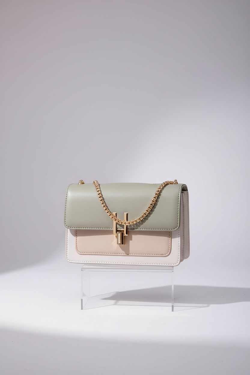 Product-focused image of TOP BAND leather crossbody bag, showcasing its elegant design and features.