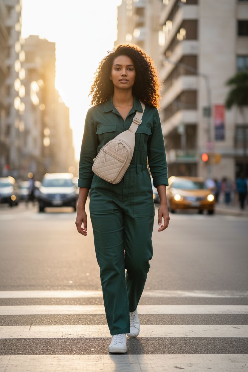 FORZAROCKET Plus Size Crossbody Bag worn at hip level, highlighting its 70" strap and stylish design.