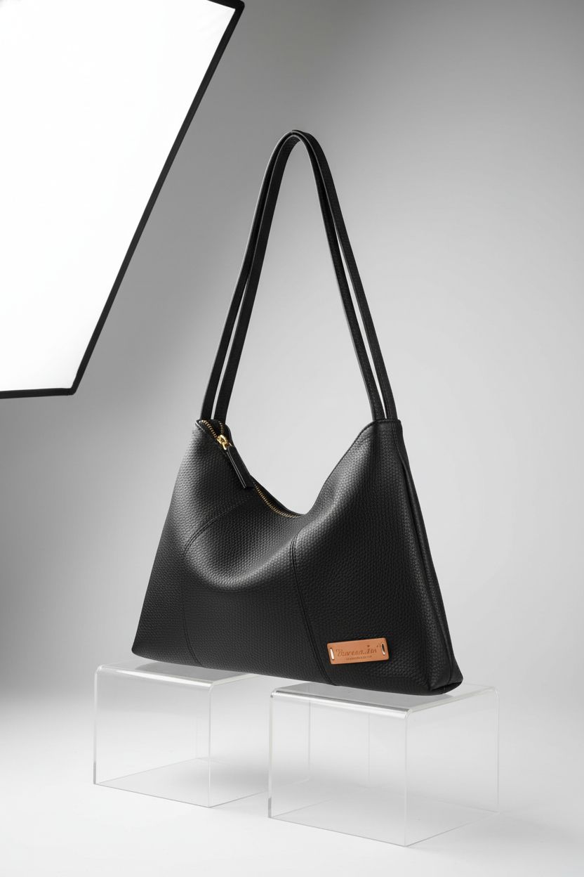 Close-up of DONNAIN full-grain leather dumpling bag, showcasing premium craftsmanship and details.