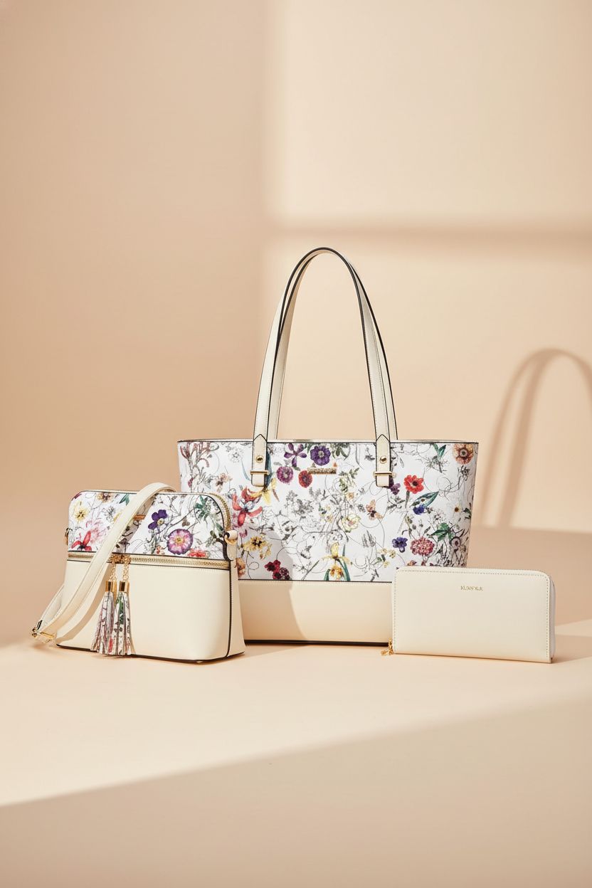 Product showcase of Lovematch grandma purse set, highlighting the stylish synthetic leather design.