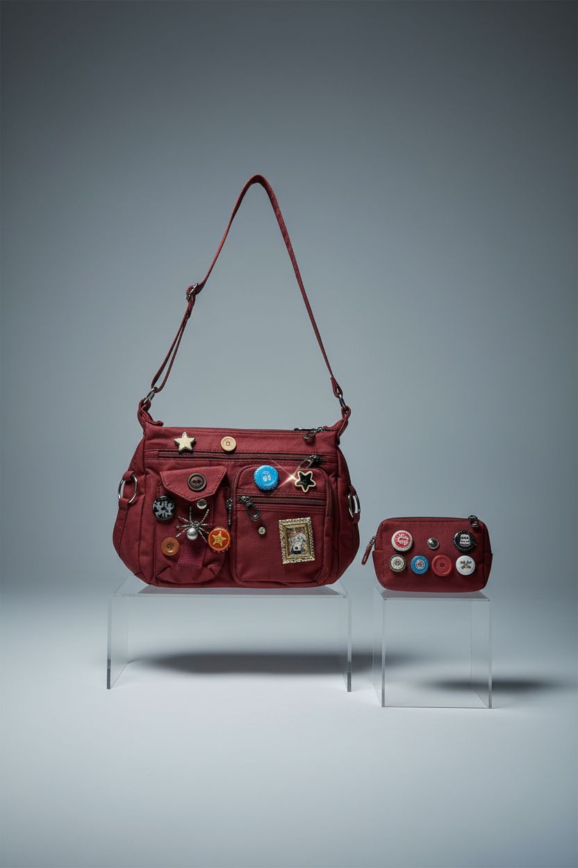 Daiuyvol grunge bag on display, highlighting its adjustable strap and unique retro design, perfect for everyone