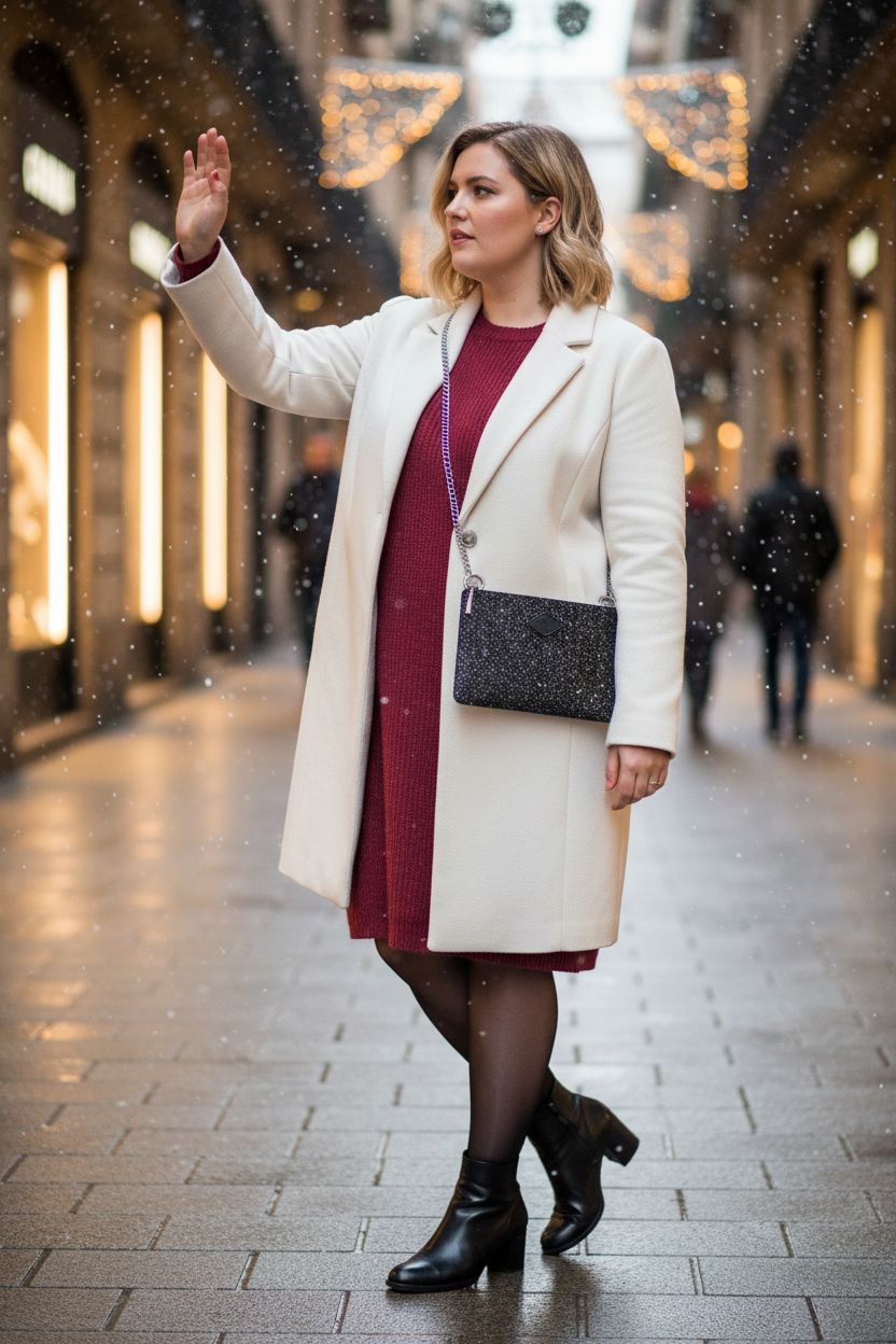 GM LIKKIE Crossbody Clutch Purse sparkling in winter setting, perfect for holiday parties.