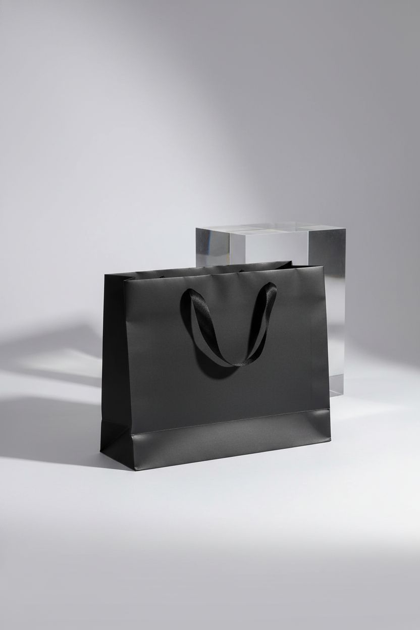 Close-up of MOXARYSU Extra Large Black Gift Bag highlighting quality and design details