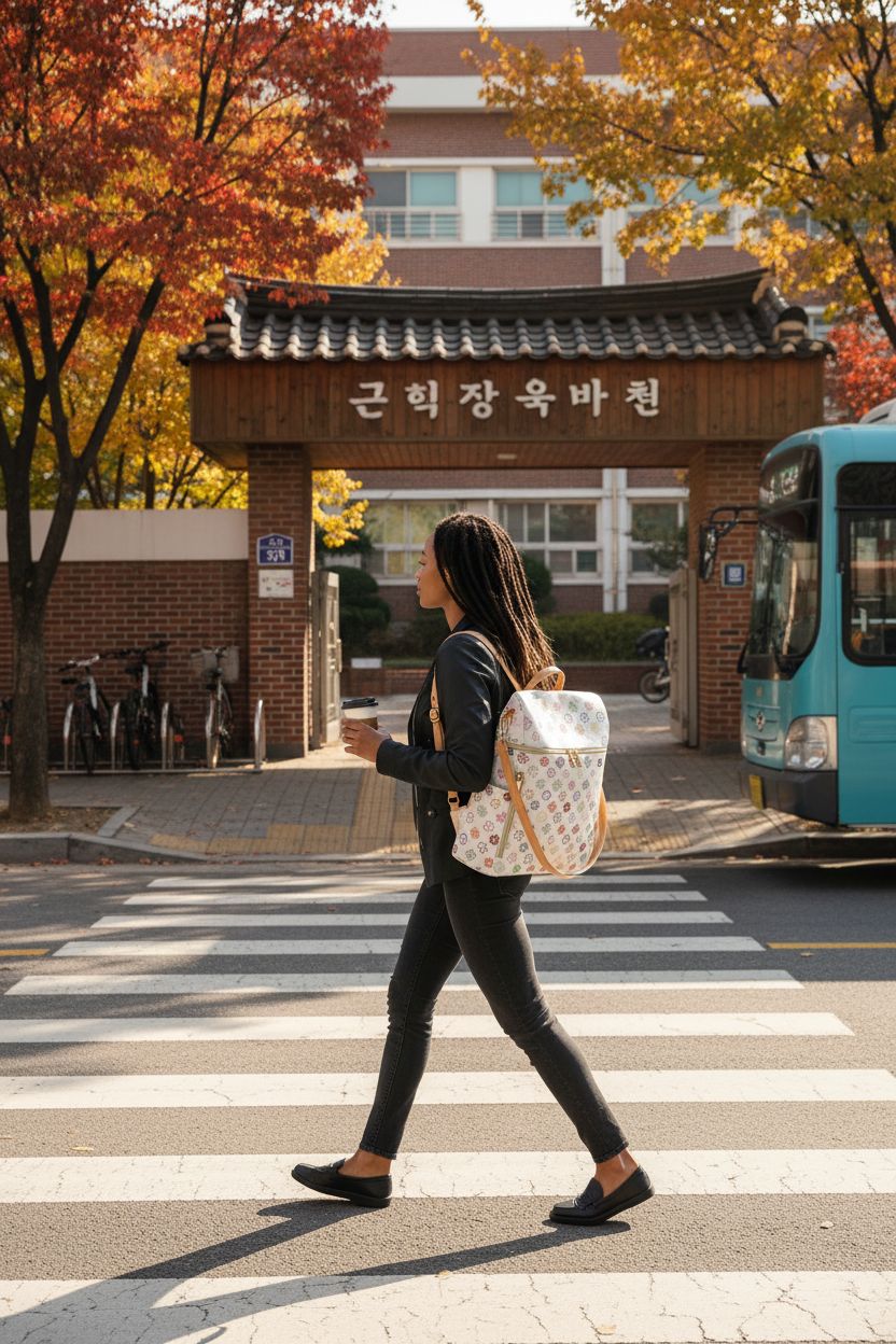 Darein leather backpack purse worn during a morning commute, perfect for teachers on the go.