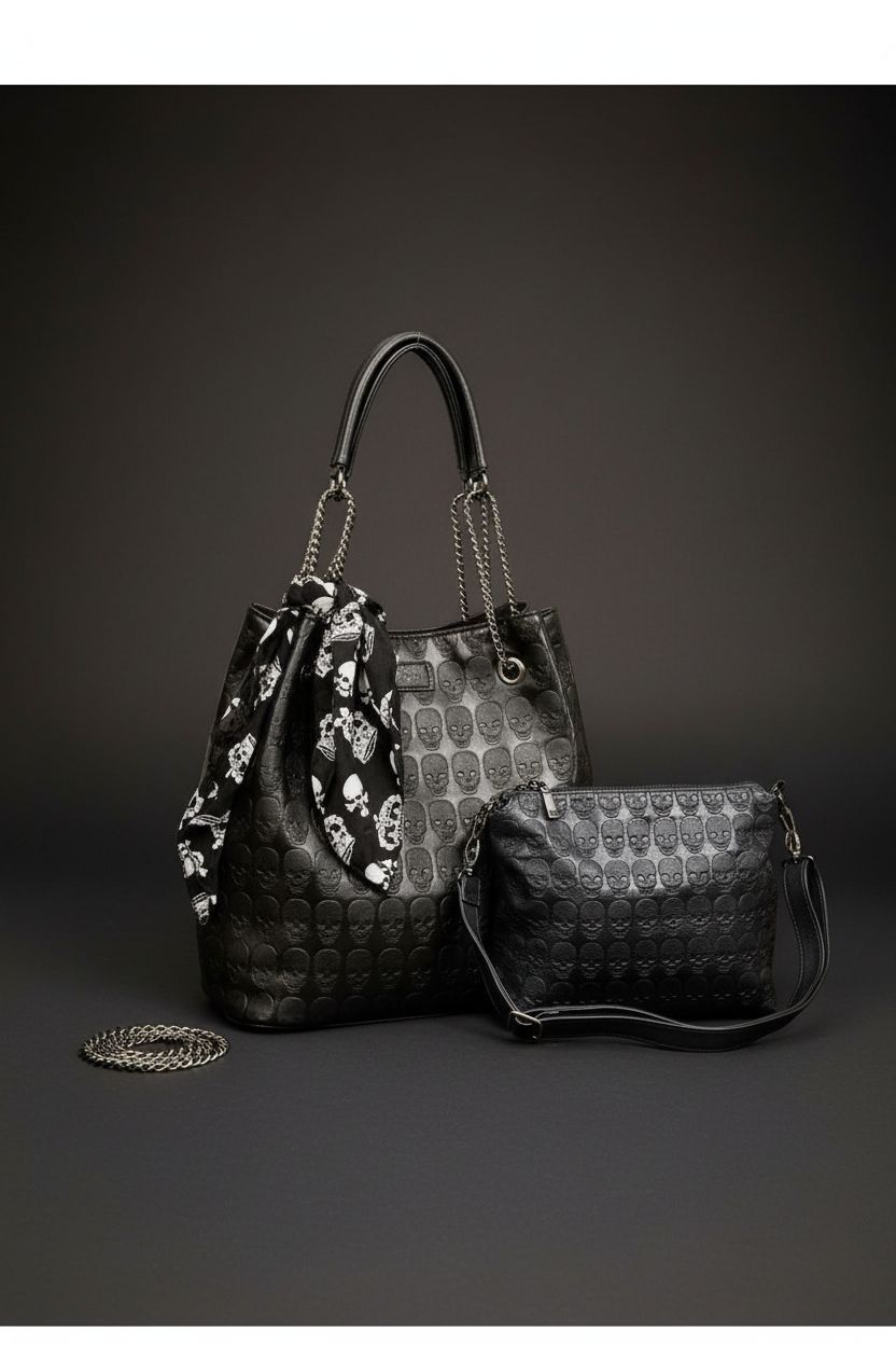 Close-up of Zuoge leather skull purse showcasing its embossed detailing, ideal for stylish fashion lovers.