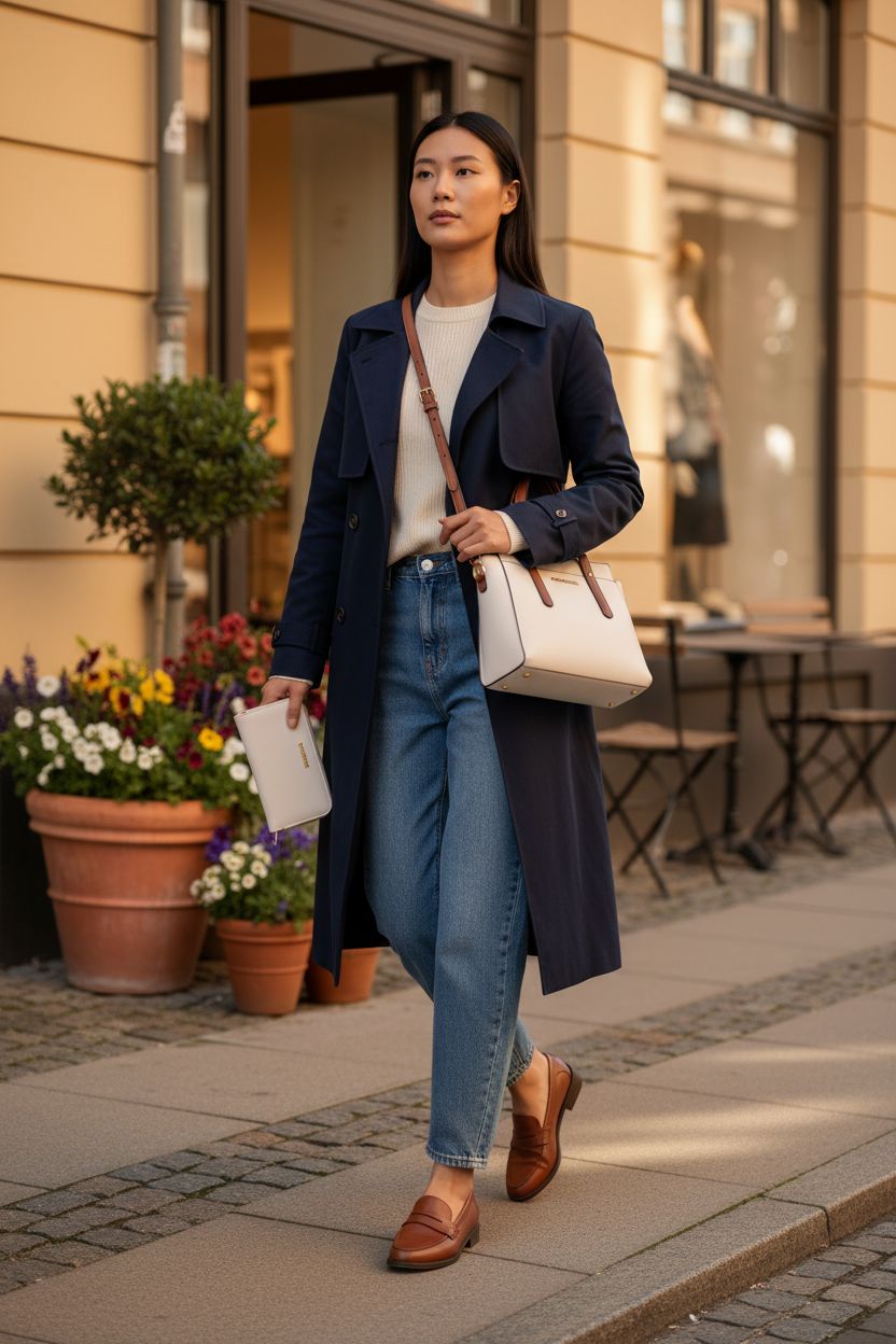 Montana West cream and tan tote bag set against a warm sidewalk, perfect for casual outings.
