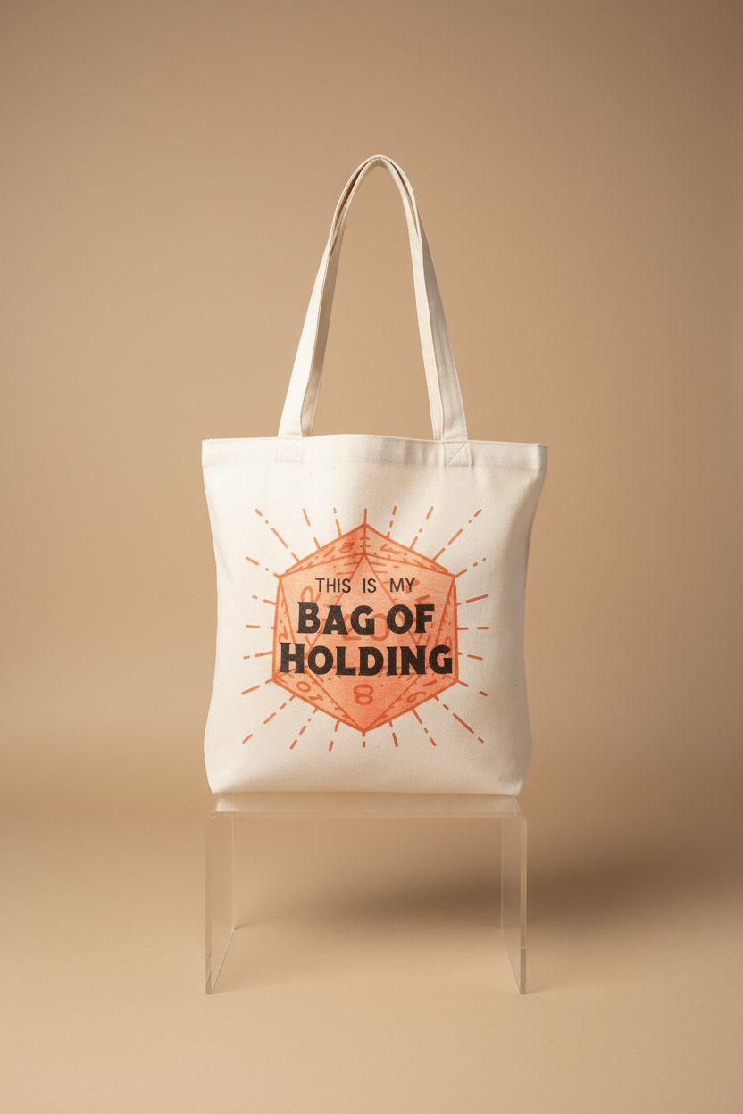 Detailed view of BLUPARK Bag Of Holding tote bag showcasing its canvas texture and design.