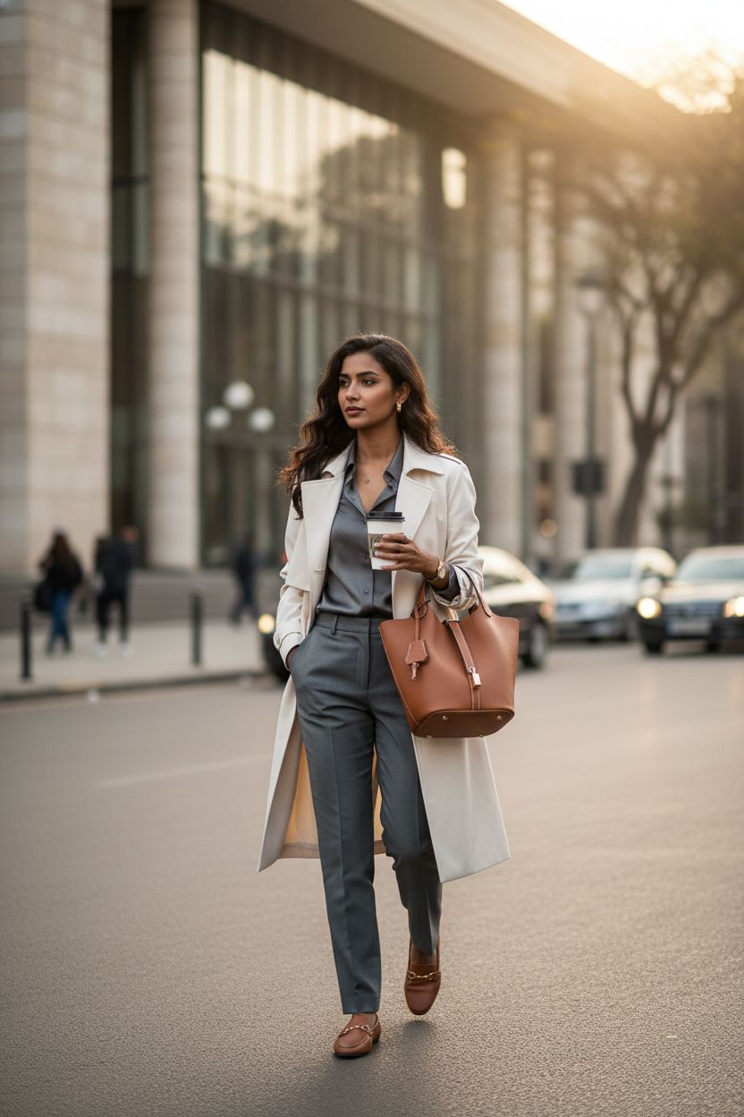 Hedexe genuine leather bucket bag carried in hand along a stylish boulevard.