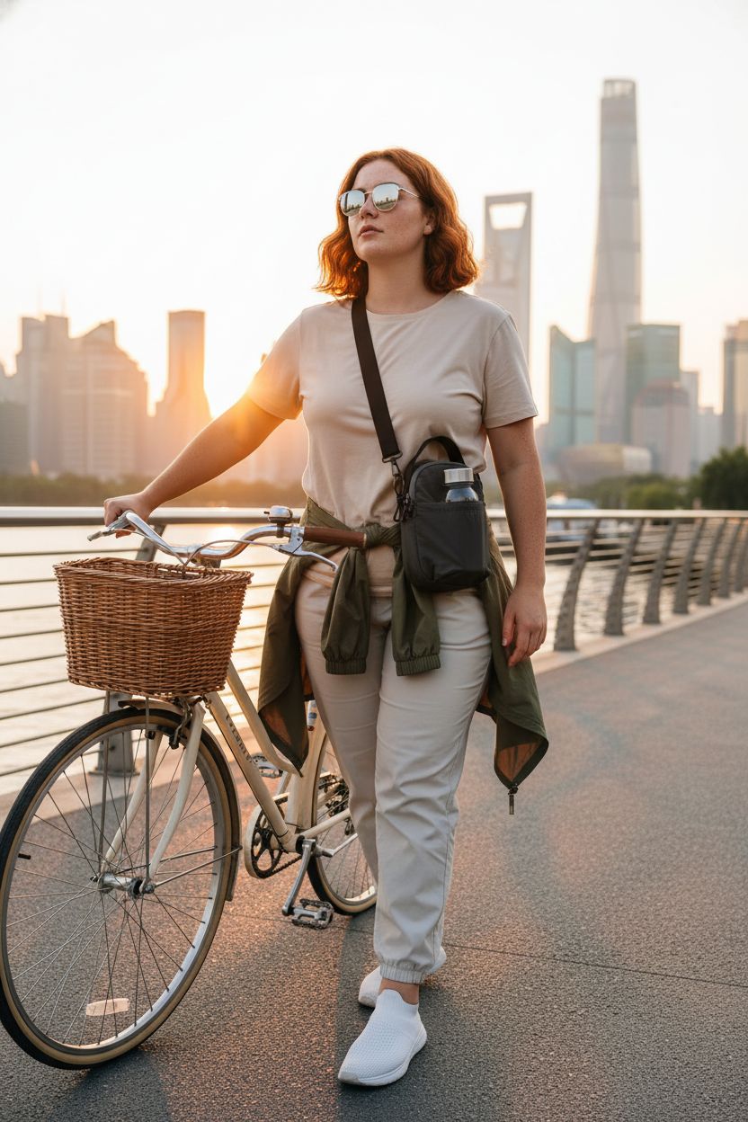 WITERY sleek nylon crossbody bag with drawstring water bottle holder for commuters