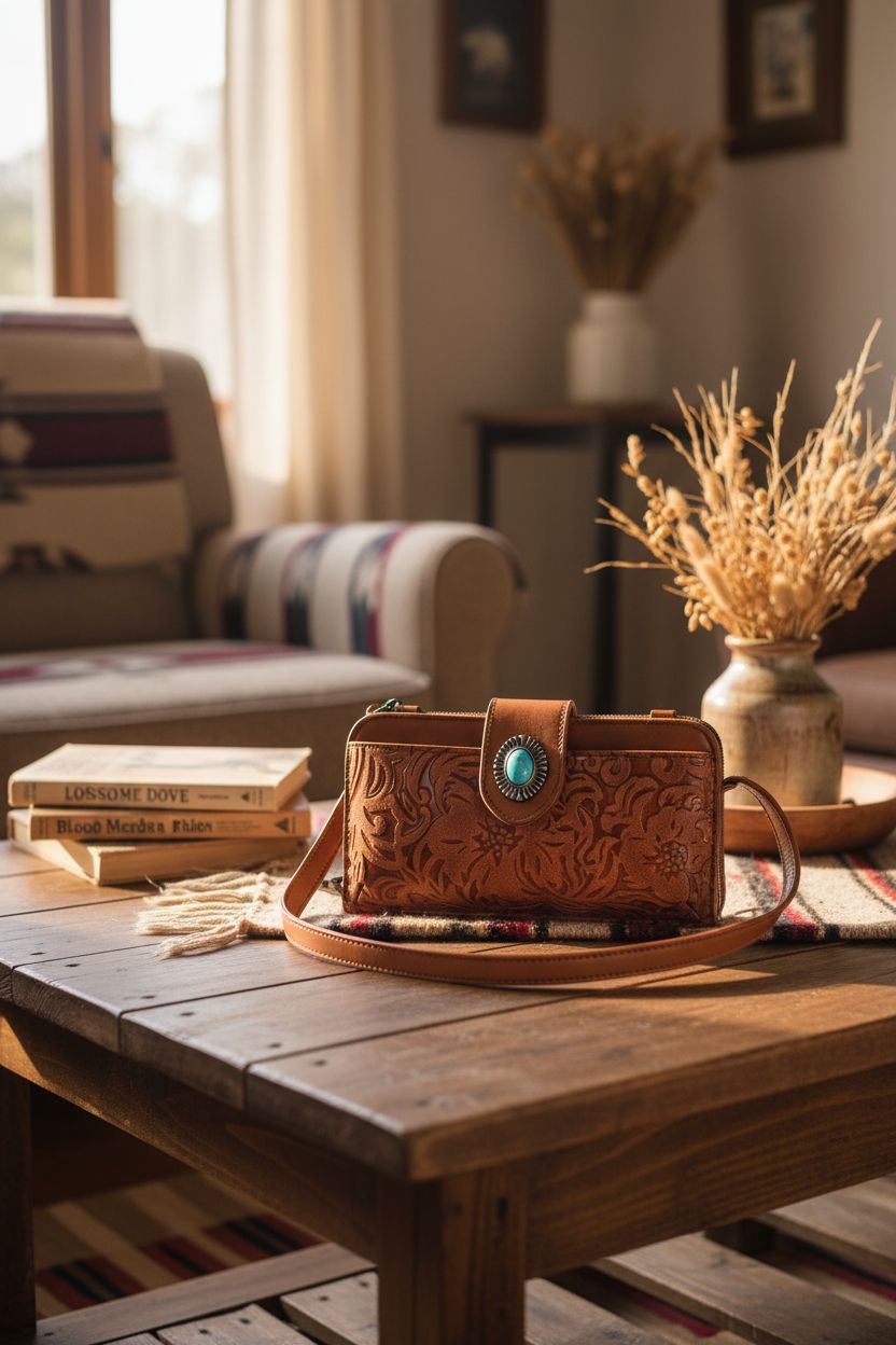 LAVAWA paisley purse showcased in cozy ranch-style living room vignette