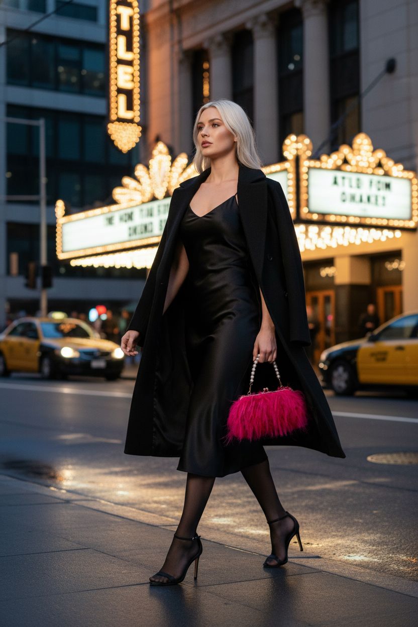 Hot-pink fluffy feather clutch purse by Fecialy, perfect for evening elegance.