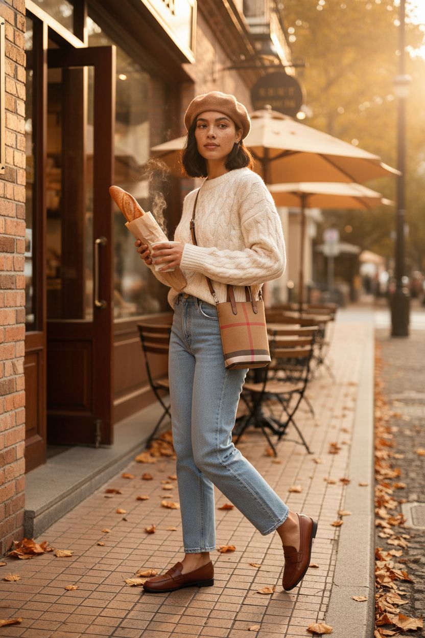 GRUMOTA Plaid Crossbody Bag in brown and tan, ideal for casual days out.