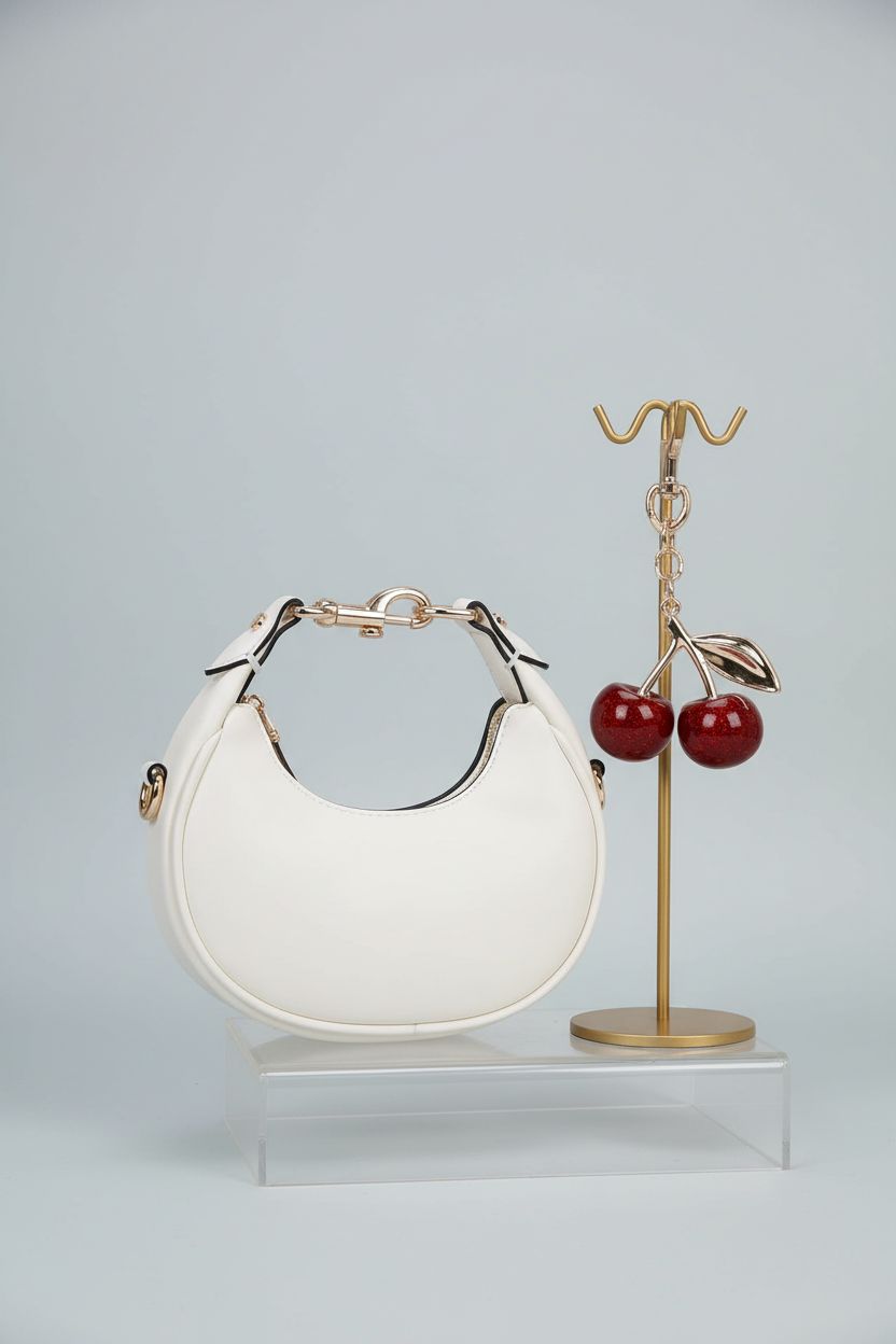 JQWSVE white crescent handbag showcasing exquisite craftsmanship and charm