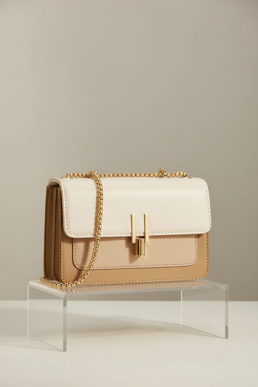 Product shot of TOP BAND small color-block crossbody bag on a clean studio backdrop, showcasing design details.