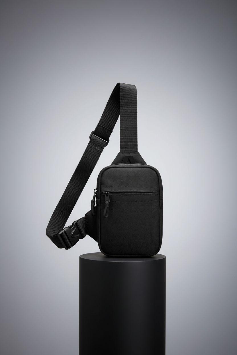 Simptech mini crossbody bag displayed to highlight its sleek design and features.