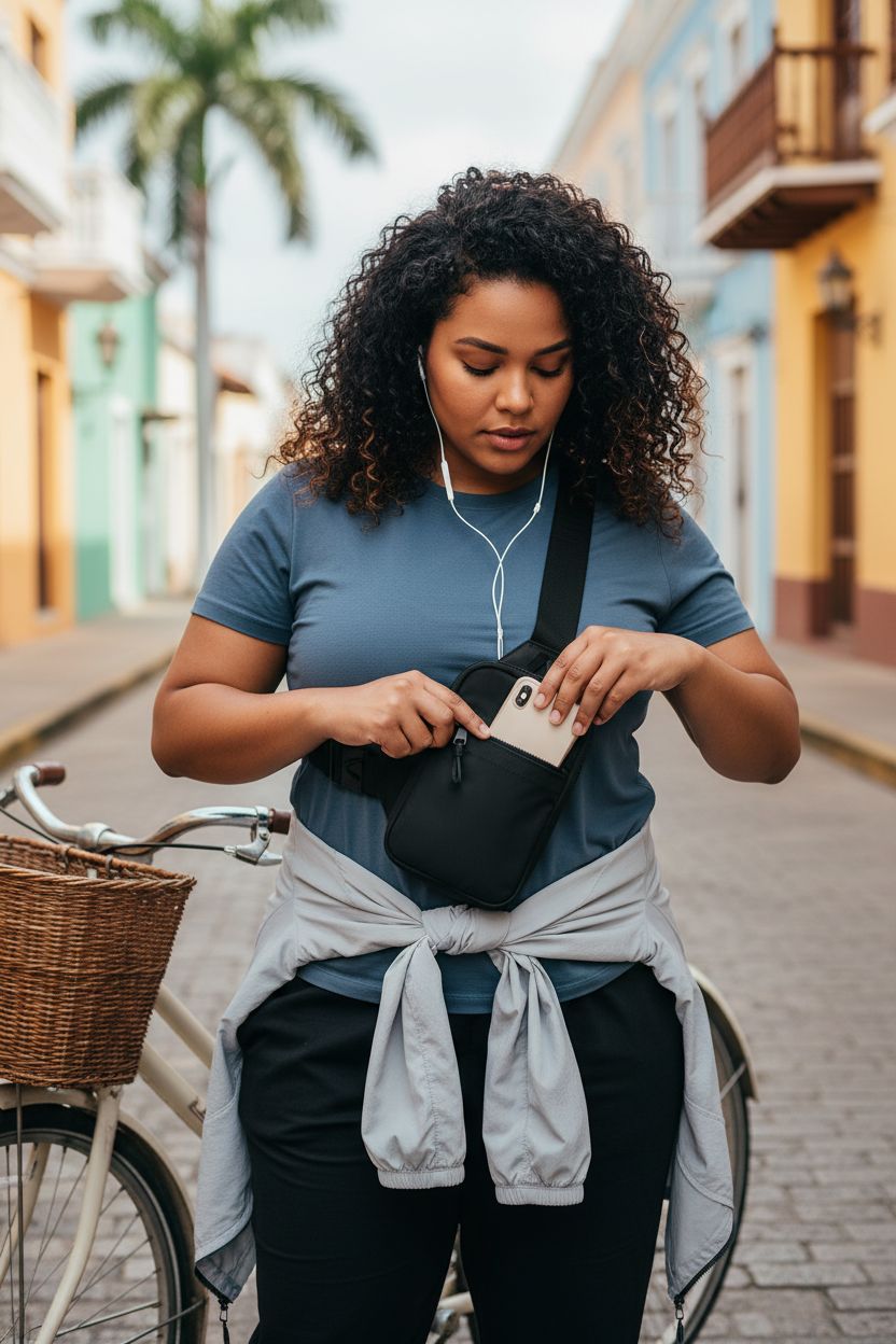 Simptech crossbody bag with dual pockets, ideal for biking and quick access.